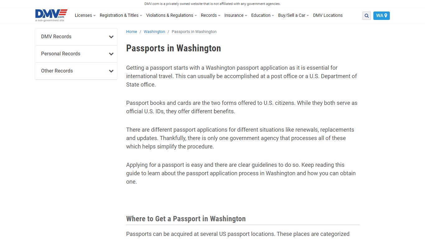 Guide To Passport Application In Washington | DMV.com